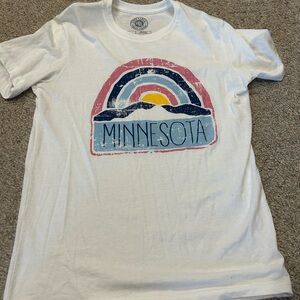 White Graphic Tee with Minnesota Print